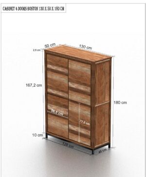 Wandkast Burry Teakhout 130cm