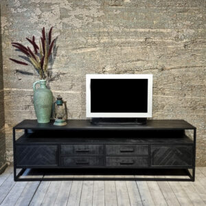 Tv meubel Jaipur  Visgraat Zwart 200cm