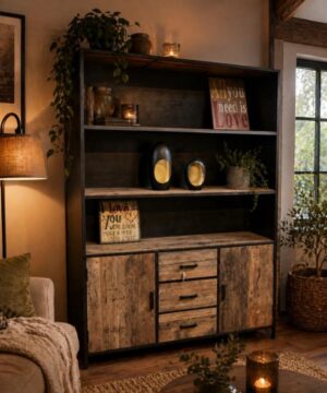 Wandkast Teak/Metaal